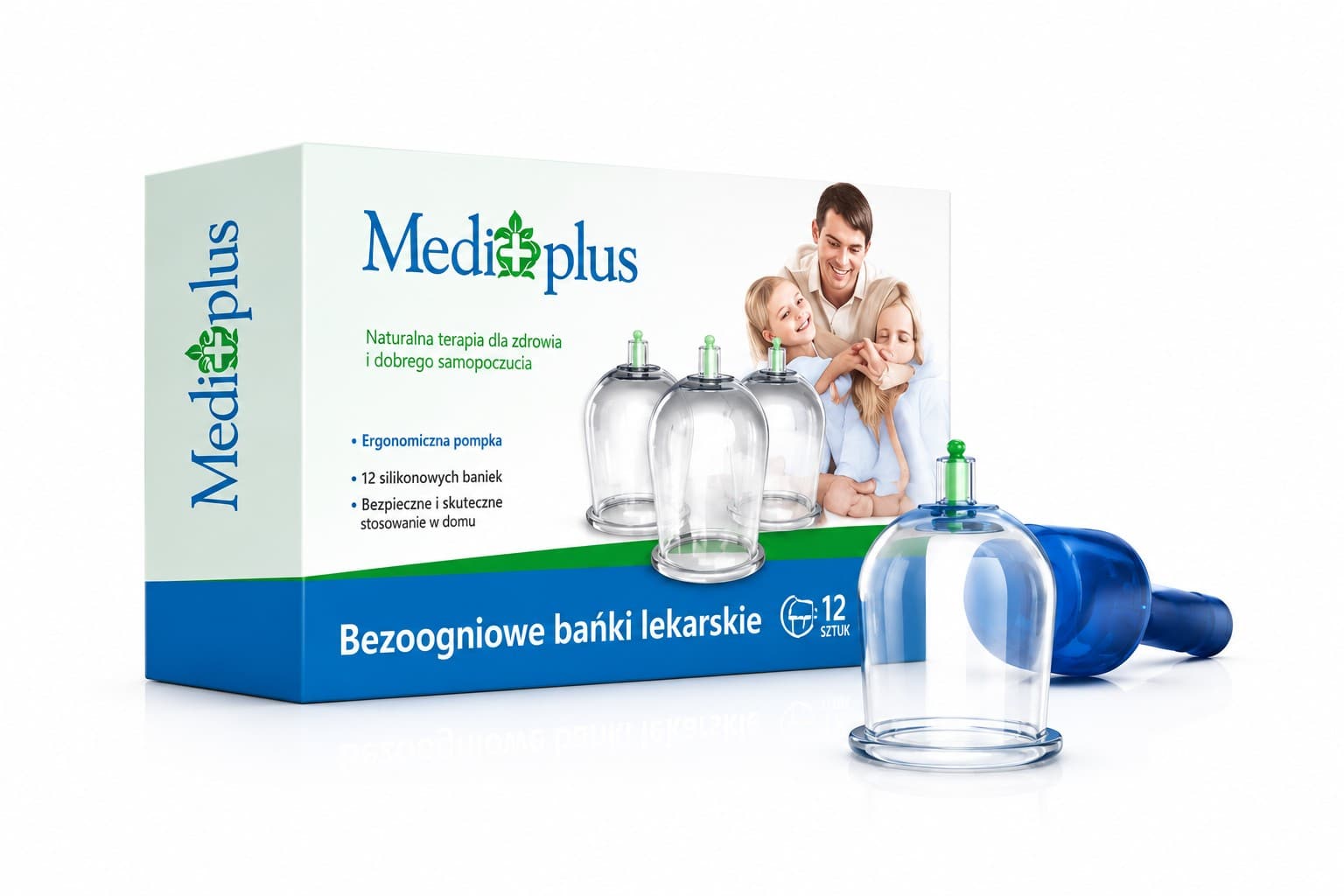 Bańki bezogniowe z pompką Medplus 12 sztuk