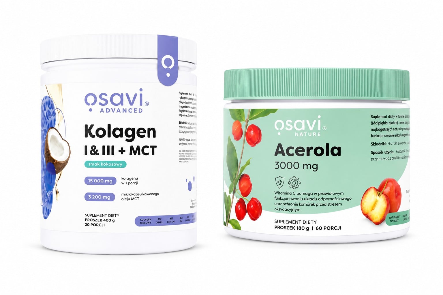 Kolagen I & III + MCT i Acerola – zestaw Osavi