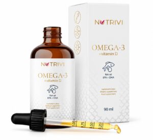 NUTRIVI Omega-3 + Vitamin D - kwasy omega-3 EPA i DHA z witaminą D3, 90 ml